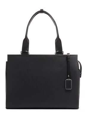 Black Leather Tumi Stanton Ella Tote Briefcase Laptop Bag